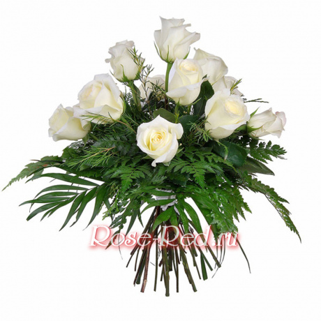 Райские птицы. Белые розы с зеленью